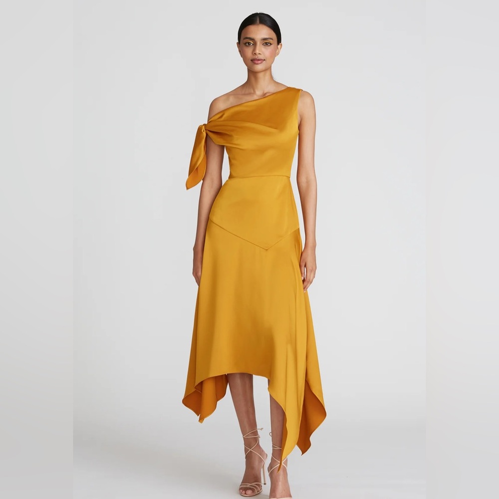 Theia Larissa Handkerchief Hem Dress